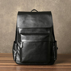 Genuine Leather Mens Cool Backpack Large Black Travel Backpack Hiking Backpack for men