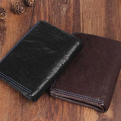 Cool Leather Mens Small Leather Wallet Men Bifold billfold Wallets for Men