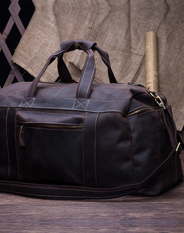 Vintage Leather Mens Weekender Bag Travel Bag Duffle Bag for Men