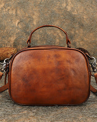 Vintage Green Leather Womens Around Handbag Shoulder Bags Crossbody Purse for Women