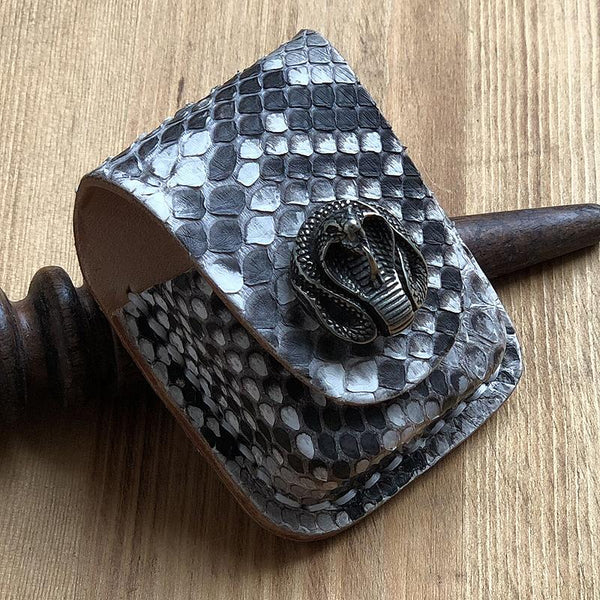 Handmade Mens Black Leather Classic Zippo Lighter - Back View