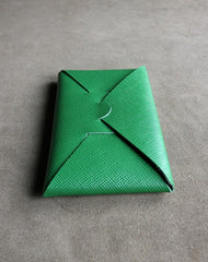 Cute Womens Green Leather Envelope Wallet Slim Clutch Purse Checkbook Long Wallet for Women