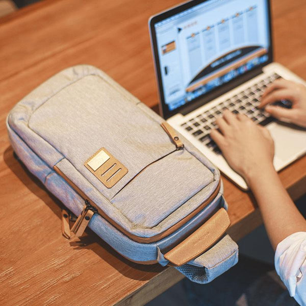 Cool Oxford Fabric Men's Black Chest Bag One Shoulder Backpack Sling Bag For Men XFZ01692063