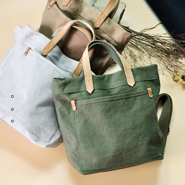 Minimalist Mens Womens Canvas Small Shoulder Tote - Back View