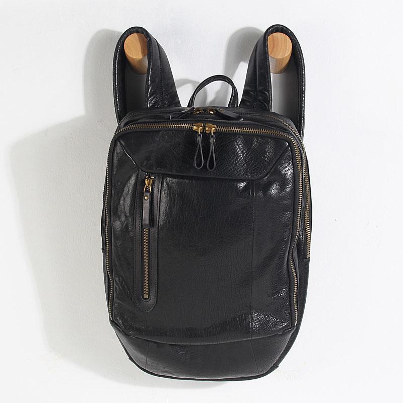 Cool Black Genuine Leather Mens Backpack Large Travel Backpack Hiking Backpack for men