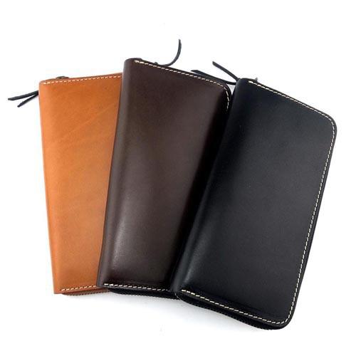 Stylish Black Leather Men's Long Wallet Clutch - Back View