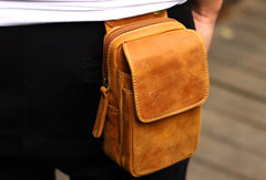 Handmade Leather Mens Cell Phone Holsters Waist Bag Hip Pack Belt Bag for Men