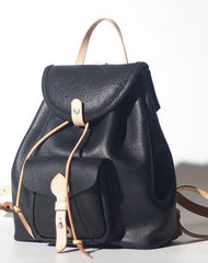 Handmade Women Leather Black Backpack Cute Backpack for Women
