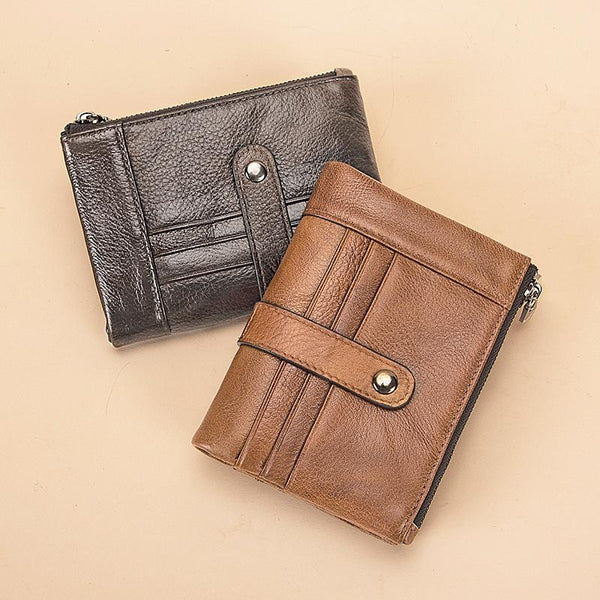 Brown Leather Billfold Wallet for Men Bifold - Back View