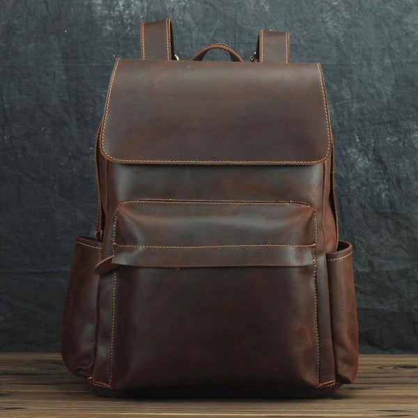Best Brown Mens Leather 14 inches School - Back View