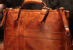 Vintage Brown Leather Mens Briefcase Work Bag Business Bag for men - EverHandmade