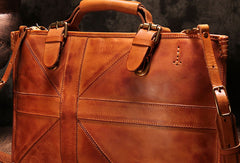 Vintage Brown Leather Mens Briefcase Work Bag Business Bag for men