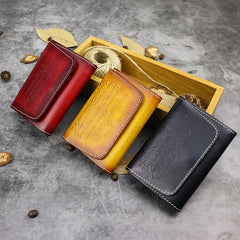 Vintage Brown Leather Men's Small Wallet Black billfold Card Wallet For Men