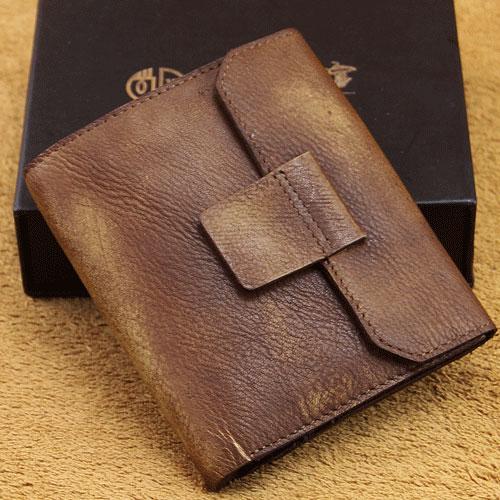 Handmade Mens Cool billfold Leather Wallet Men Small Wallets Trifold for Men