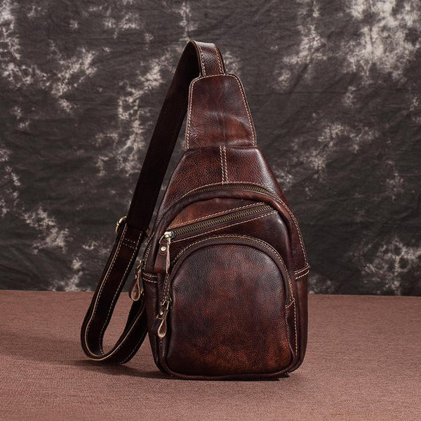 Tan Cool LEATHER MENS 8 inches Sling - Back View