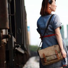 Handmade Vintage Leather Mens Messenger Bags Coffee Shoulder Bags for Men