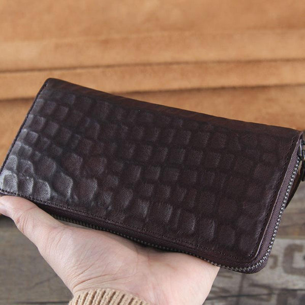 Genuine Leather Mens Cool Long Leather Wallet - Back View