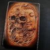 Handmade Leather Skull and Buddha Tooled Mens - Back View