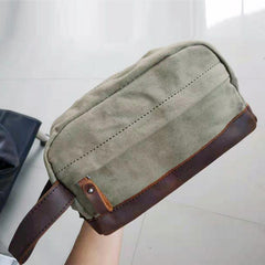 Cool Canvas Leather Mens Clutch Bag Handbag Storage Bag Wash Bag For Men