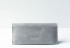 Handmade leather gray phone clutch purse long wallet purse clutch women