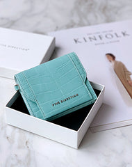 Cute Women Black Vegan Leather Small Card Holder Crocodile Pattern Card Wallets Slim Change Wallet For Women