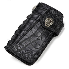 Handmade Leather Mens Chain Biker Wallet Cool Leather Wallet Long Phone Wallets for Men