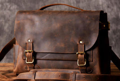 Handmade leather men Briefcase messenger vintage shoulder laptop bag vintage bag - EverHandmade
