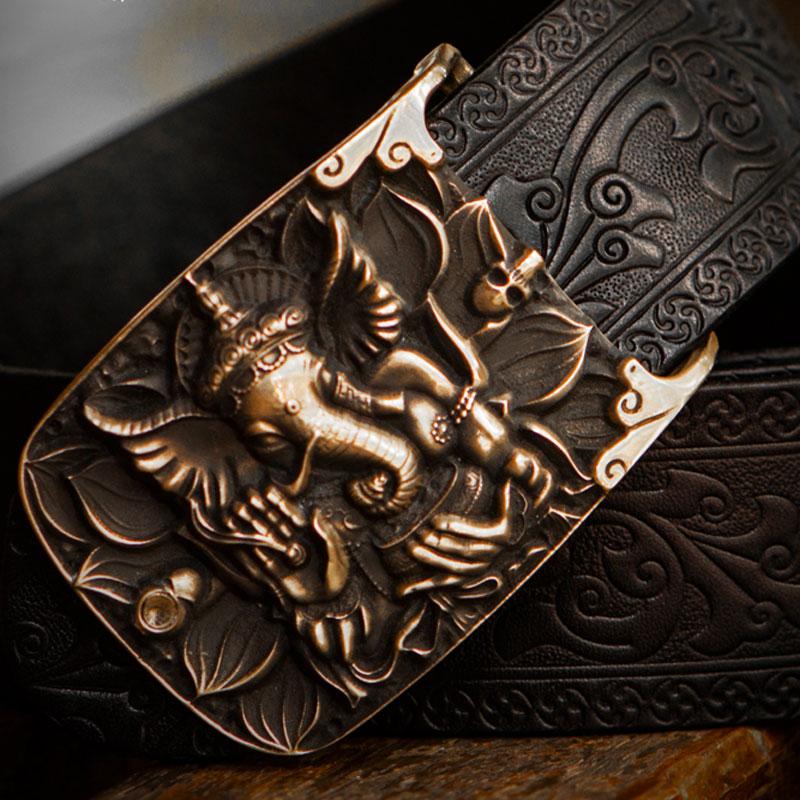 Handmade Black Leather Mens Belt Cool Leather Men Belts for Men