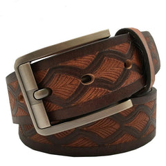 Handmade Cool Brown Tooled Leather Mens Belt Dark Brown Leather Belt for Men