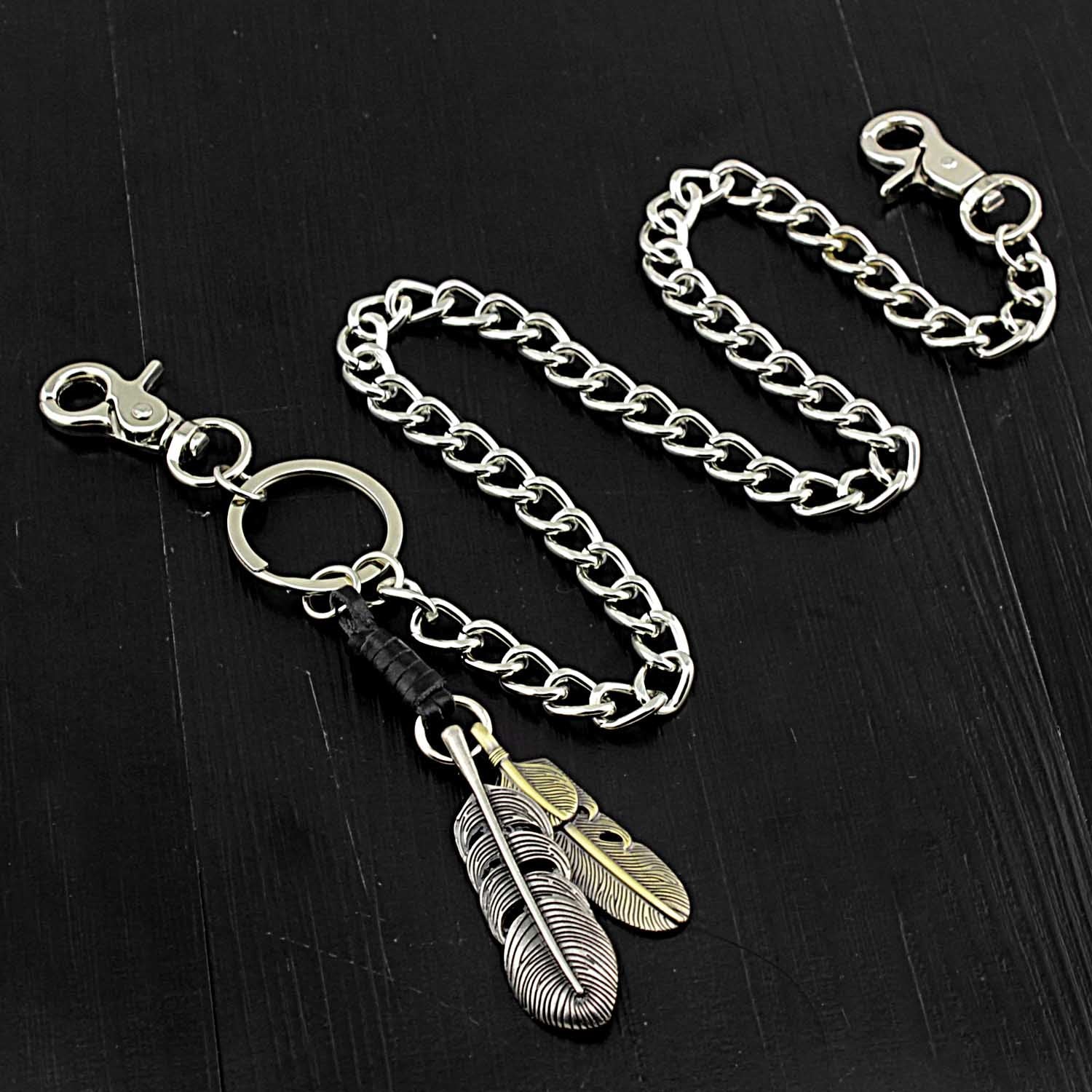Cool Mens Feather Silver Wallet Chain Pants Chain jeans chain jean chain Biker Wallet Chain For Men