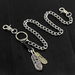 Cool Mens Feather Silver Wallet Chain Pants Chain jeans chain jean chain Biker Wallet Chain For Men