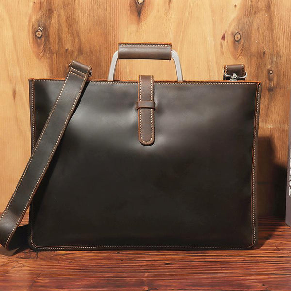 Slim Brown Leather Men's 13 inches Side - Back View