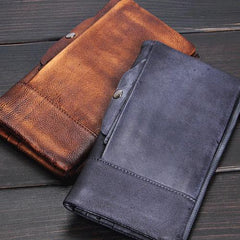Handmade Leather Mens Cool Long Leather Wallet Wristlet Clutch Wallet for Men