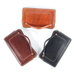 Handmade Black Leather Mens Cool Clutch Wallet Biker Clutch Brown Wristlet Wallet for Men