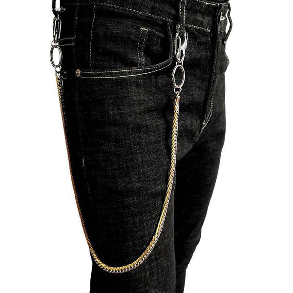 29'' SOLID STAINLESS STEEL BIKER SILVER Gold - Back View