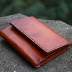 Handmade Leather Mens Small Trifold Wallet Vintage Cool billfold Wallet for Men