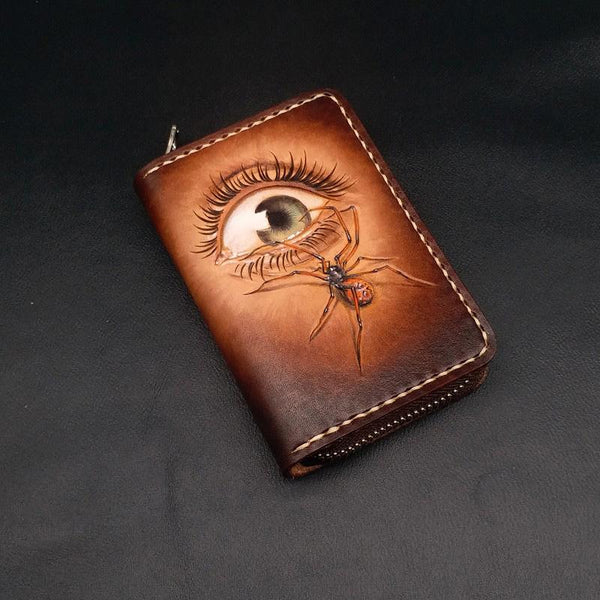 Dark Coffee Handmade Tooled  Eye and - Back View