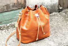 Handmade leather bucket purse crossbody bag purse shoulder bag for women - EverHandmade