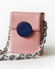 Cute Leather Pink Womens Mini Box Chain Purse Box Shoulder Bag for Women