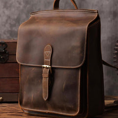 Vintage Brown Leather Mens Backpack Satchel Backpack School Backpack for men