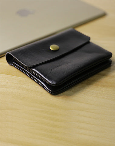 Cute Women Black Leather Mini Zip Coin Wallets Change Wallets Slim Billfold Wallet For Women