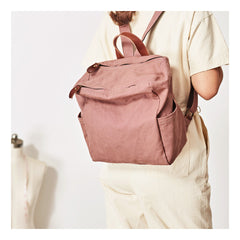 Pink Canvas Mens Womens Cube Rucksack Satchel Backpack Canvas School Backpack for Men Women