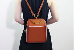 Genuine Leather backpack bag shoulder bag black brown for women leather crossbody bag - EverHandmade