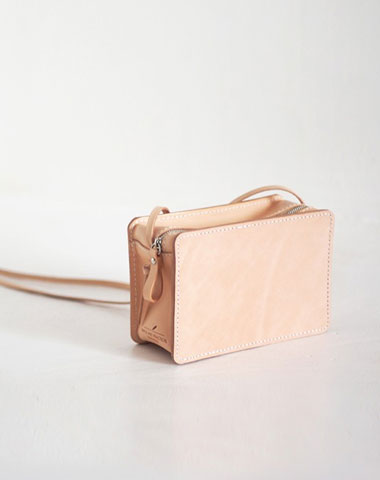 Handmade Leather Beige Womens Small Box Shoulder Purse Crossbody Bag for Women