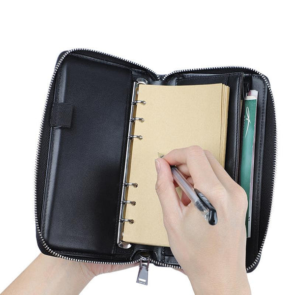 Brown Leather Mens Business Wristlet Wallet Note - Back View