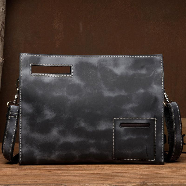 Fashion Black Mens Leather 10 inches Mens - Back View