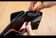 Genuine Leather Cute Slim billfold Trifold Wallet Card Holder Wallet Purse For Women Girl