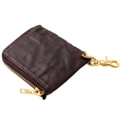 Cool Coffee Leather Mens Small Biker Chain Wallets Front Pocket Chain Wallet Small Wallet For Men