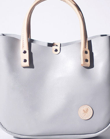 Handmade Leather Gray Womens Handbag Cute Shopper Purse for Women