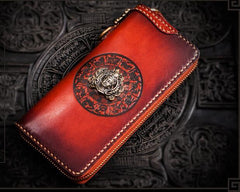 Handmade Leather Tibetan Mens Biker Chain Wallets Cool Long Chain Wallets for Men